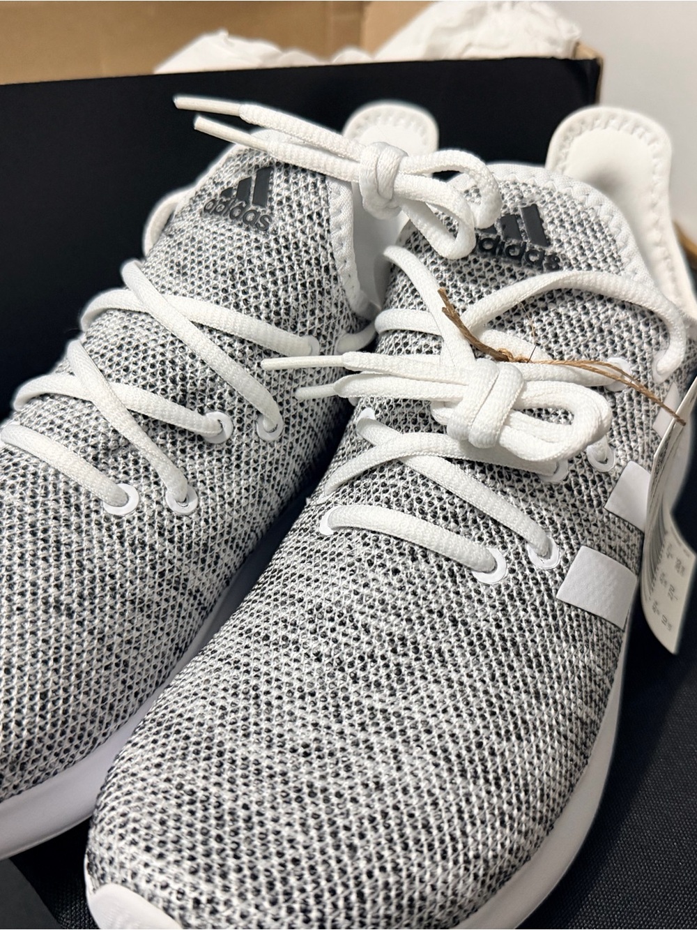 adidas White & Gray Knit Athletic Sneakers